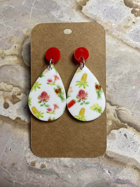 Printed Native Flowers Stud Dangles