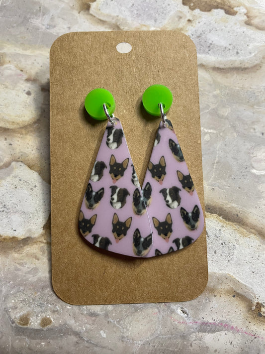 Printed Work Dog Stud Dangles