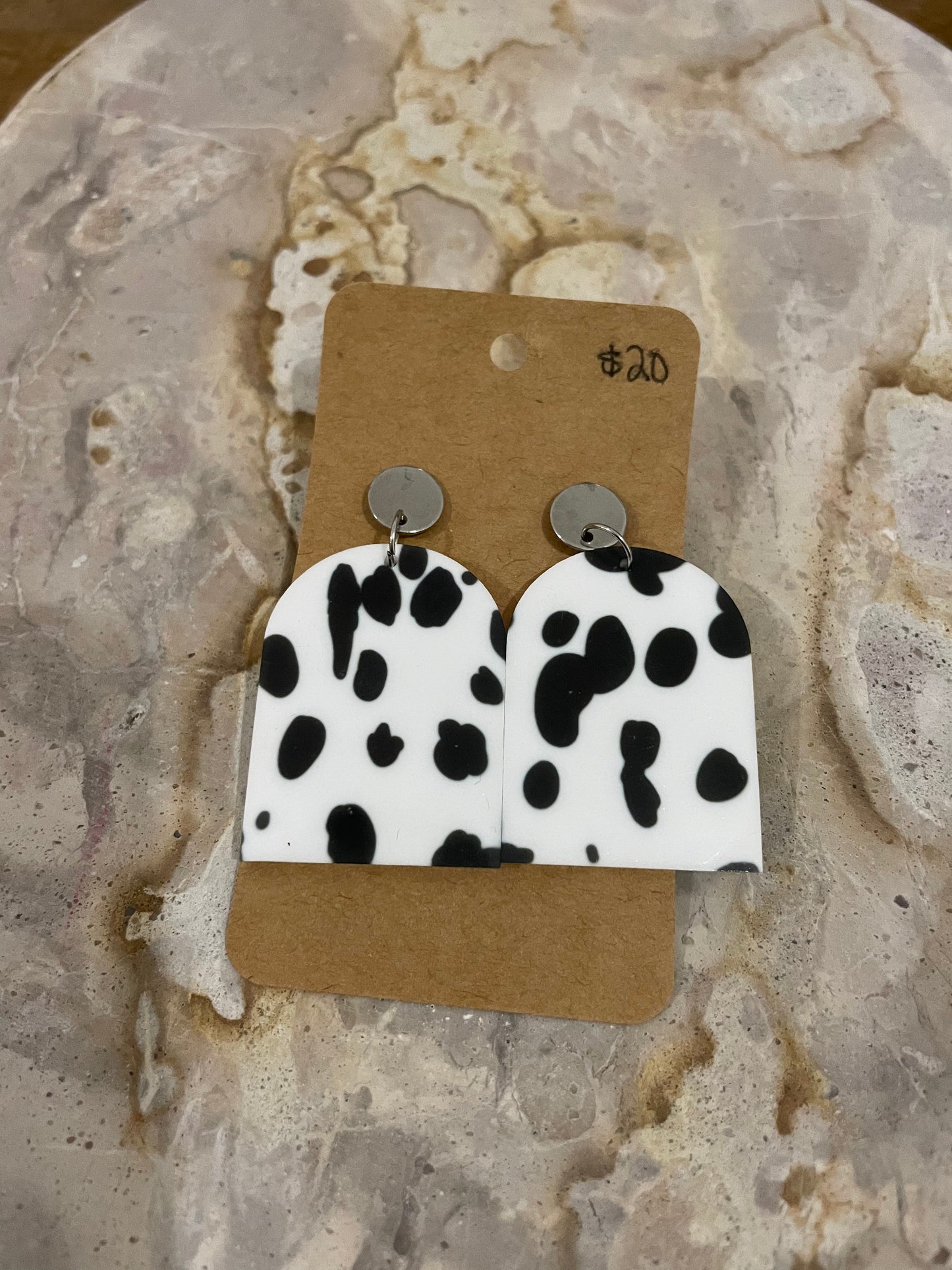 Black and White printed stud dangles