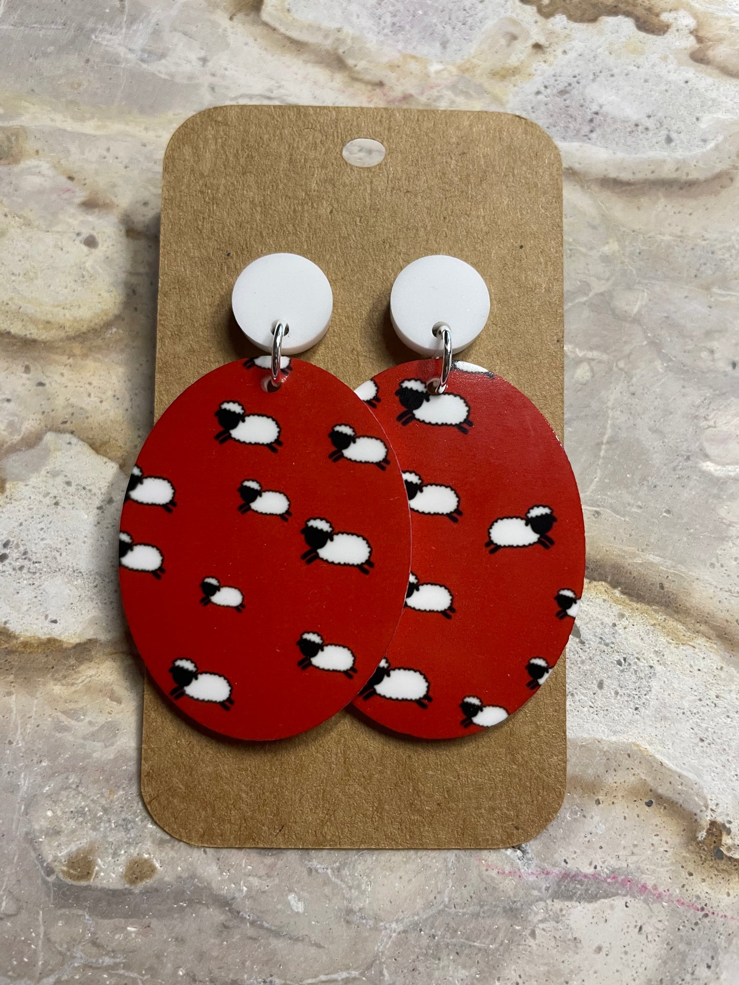 Printed Black Face Sheep Stud Dangles