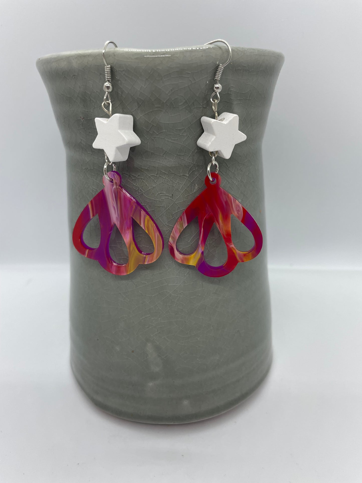 Acrylic and wooden bead earrings